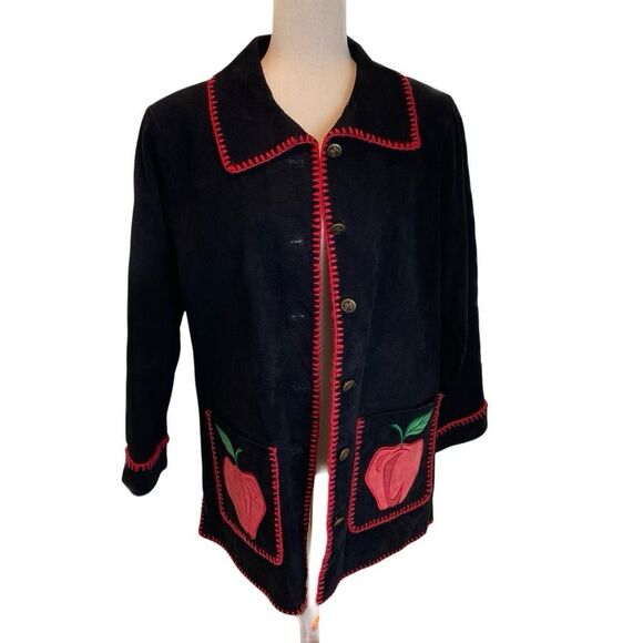 Bob Mackie Wearable Art Black Suede Apple Jacket - Picture 7 of 10